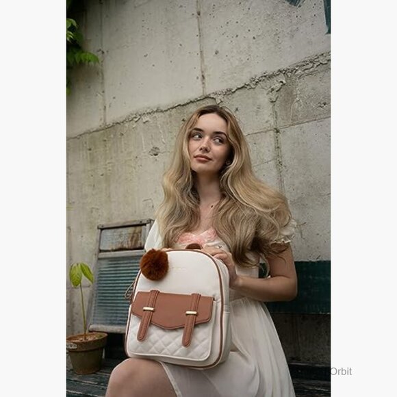 Mini Backpack Purse PU Leather Daypack with Removable Pompom main image 4